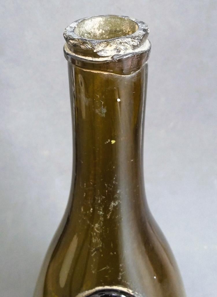 Om 1775-1800 Groene Wijnfles GLASZEGEL Wijn Fles Bodemvondst, Ophalen of Verzenden