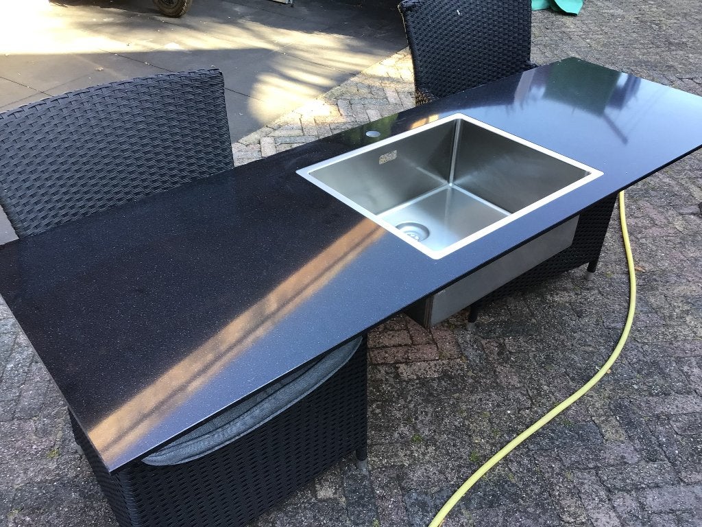 Compositie aanrechtblad 182.5 x60x 10, Ophalen, Zwart, 150 tot 200 cm, Nieuw