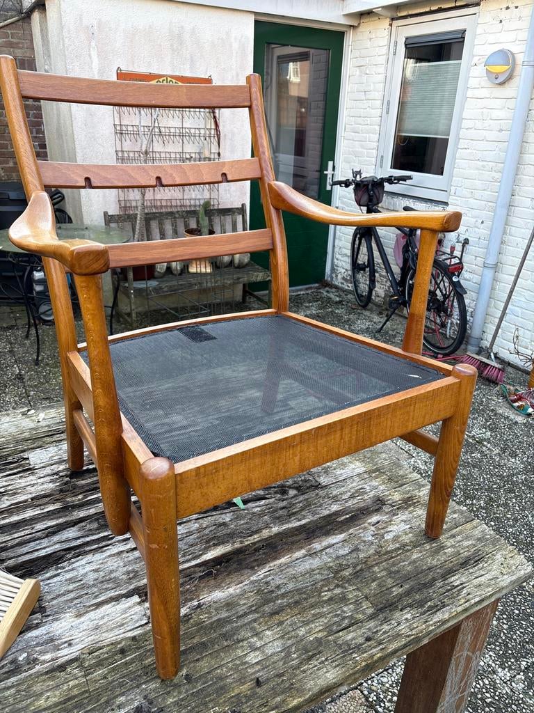 Vintage Farstrup Møbler Houten Stoel - Deens Design, Huis en Inrichting, Stoelen, Ophalen, Gebruikt, Bruin, Eén