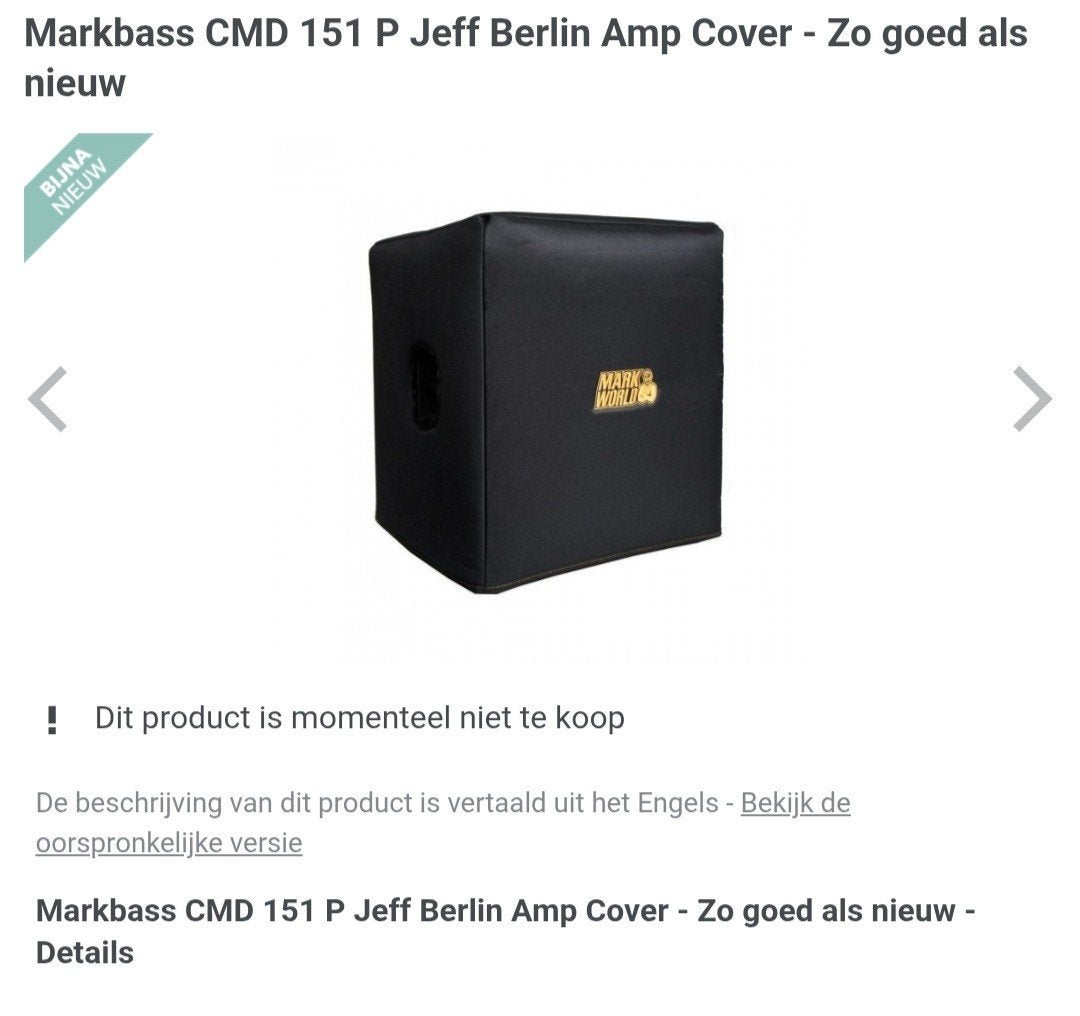 GEZOCHT !!! Markbass CMD 151P Jeff Berlin Signature COVER, Ophalen of Verzenden, Zo goed als nieuw, 100 watt of meer