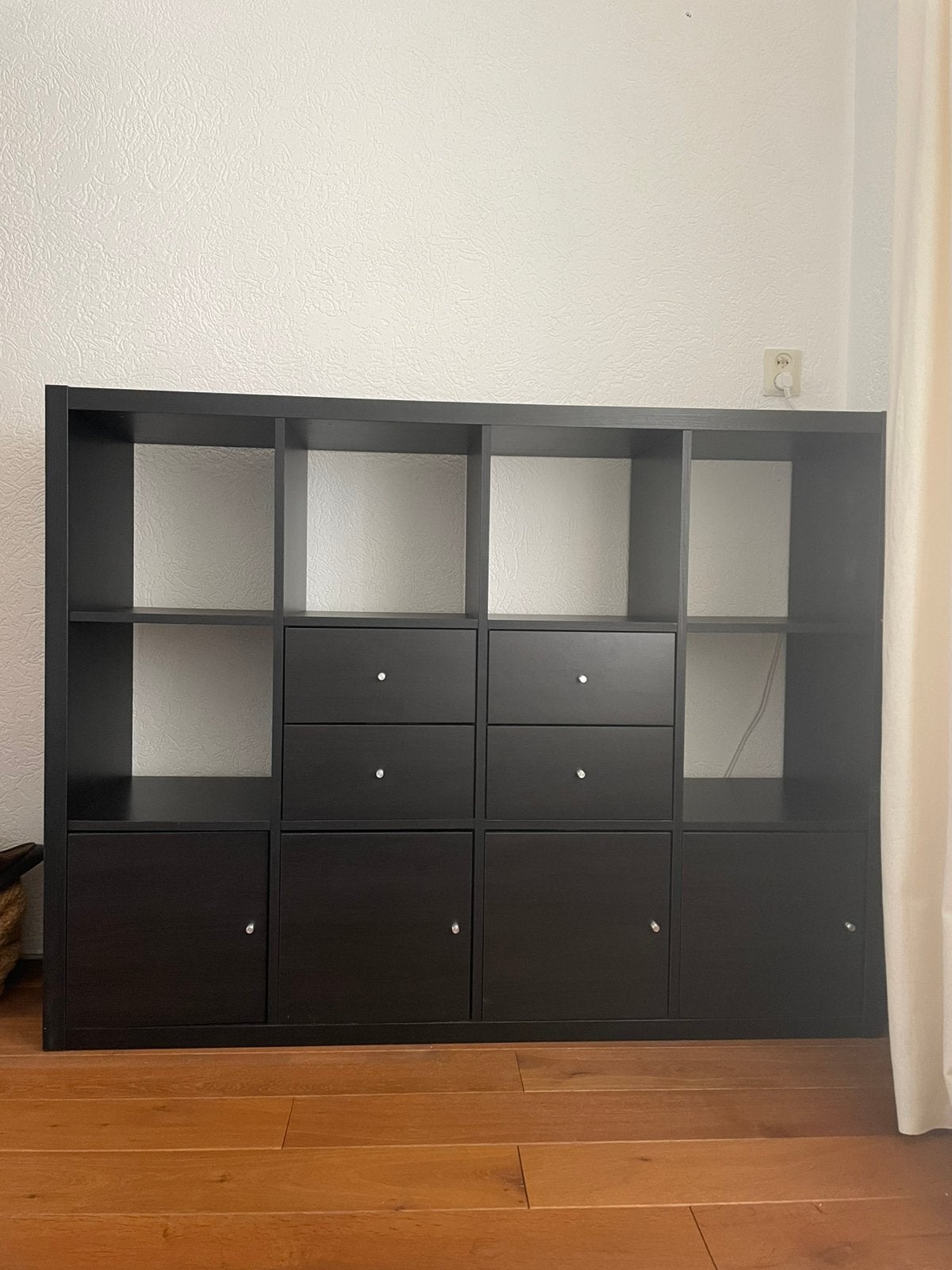 Kallax kast 3x4 vakken + inzetstukken en lades, Ophalen, Zo goed als nieuw, Minder dan 150 cm, Minder dan 100 cm