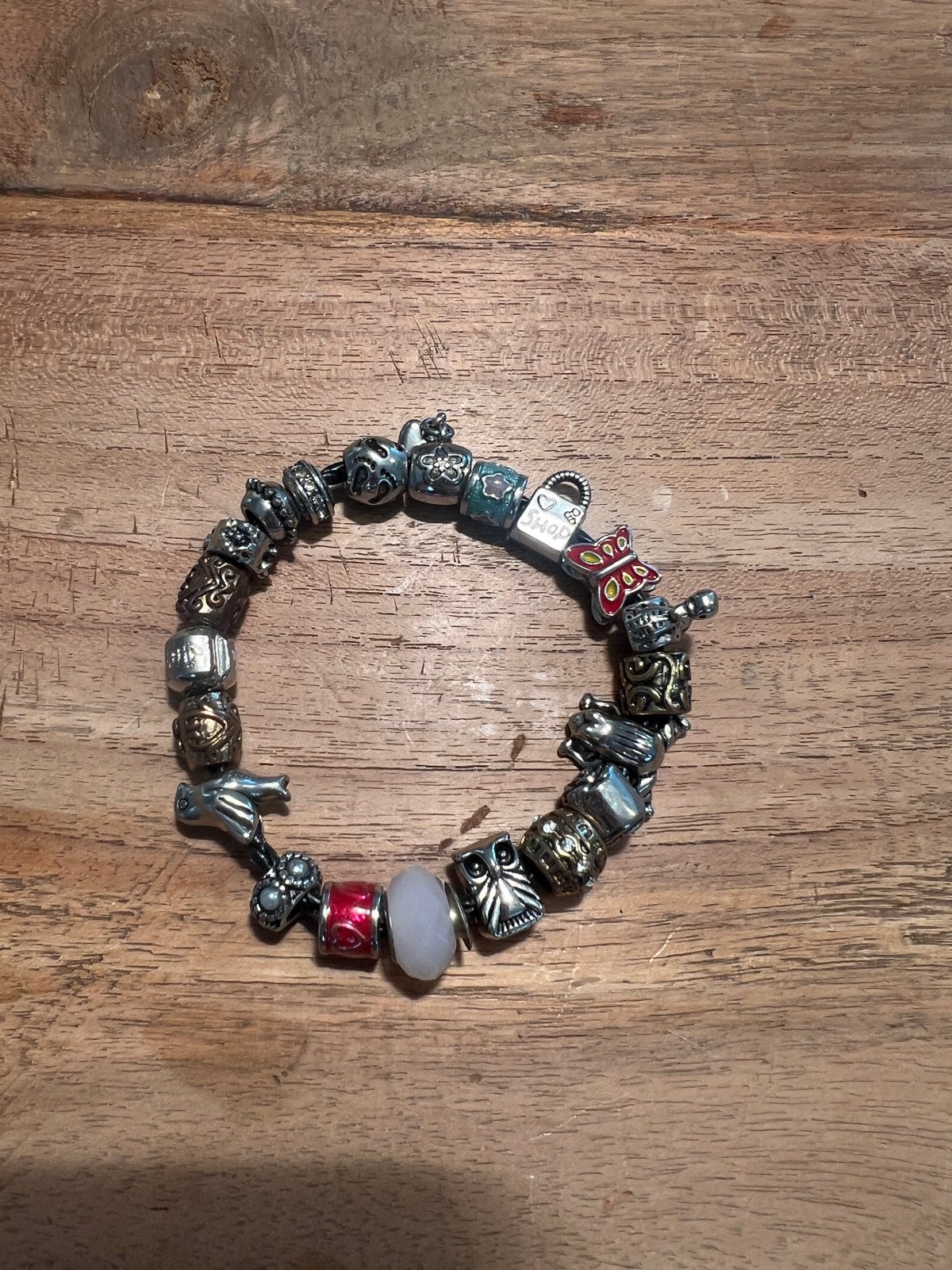 Pandora zwarte armband met 19 bedeltjes, Sieraden, Tassen en Uiterlijk, Armbanden, Ophalen of Verzenden, Gebruikt, Zilver, Met bedels of kralen