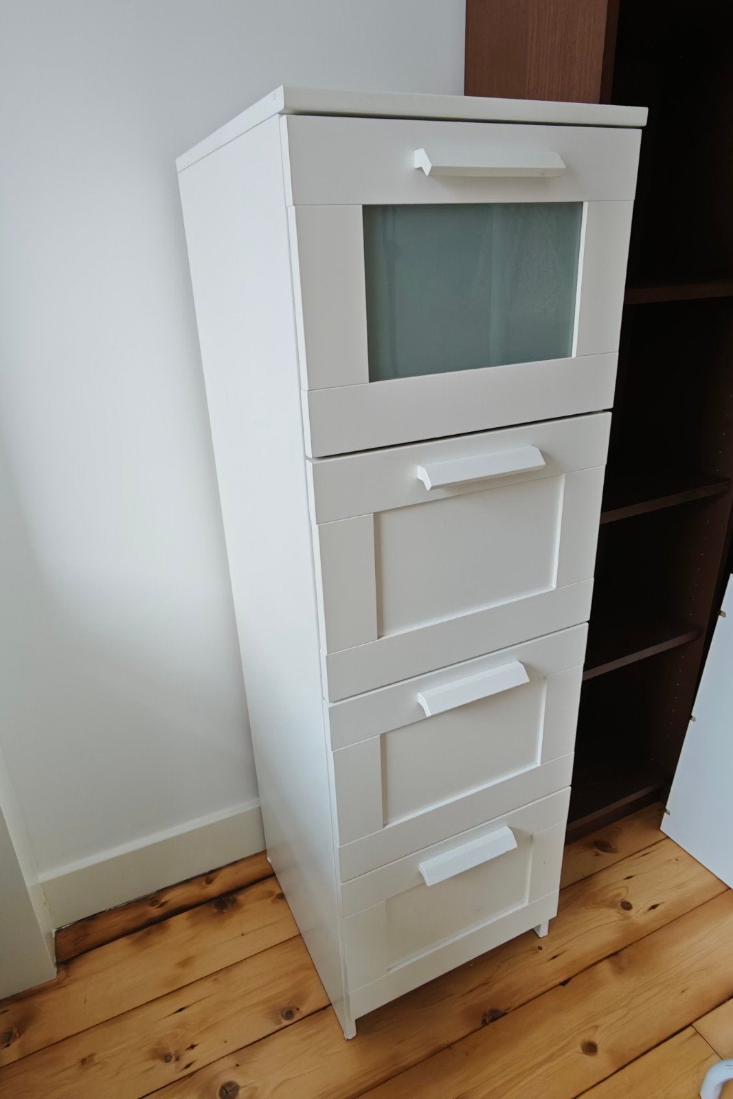 IKEA BRIMNES Ladekast wit met melkglas (4 lades), Minder dan 50 cm, Gebruikt, 100 tot 150 cm, Ophalen of Verzenden