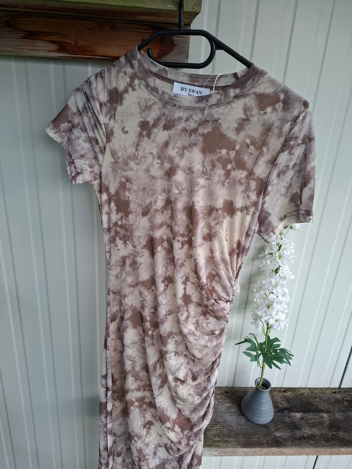 BY SWAN Paris Jurk - Tie-dye print - Maat M, Maat 38/40 (M), Bruin, Nieuw, Ophalen of Verzenden