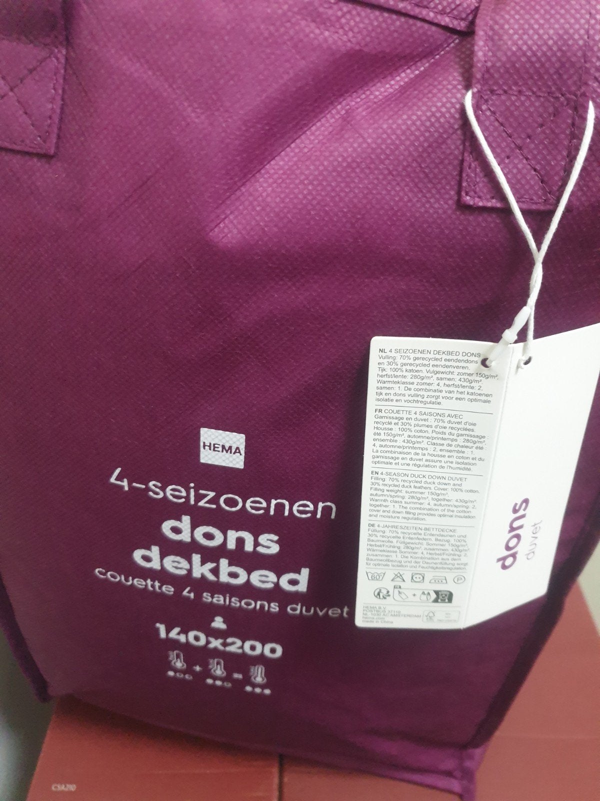 Nieuw HEMA 4-seizoenen dons dekbed 140x200, Huis en Inrichting, Ophalen of Verzenden