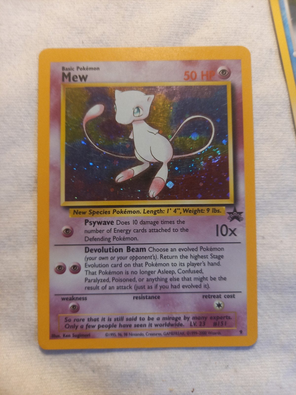 pokemon Mew 9 Promo, Ophalen of Verzenden, Gebruikt, Losse kaart, Foil