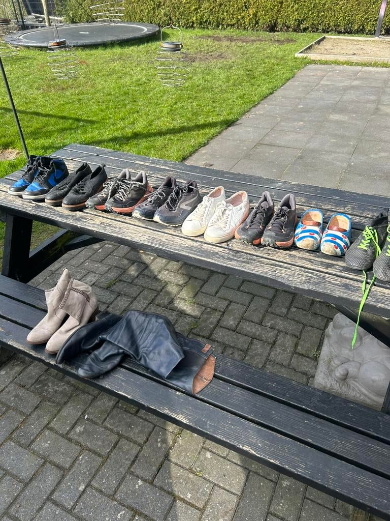 Schoenen, Ophalen, Gedragen, Zwart, Veterschoenen
