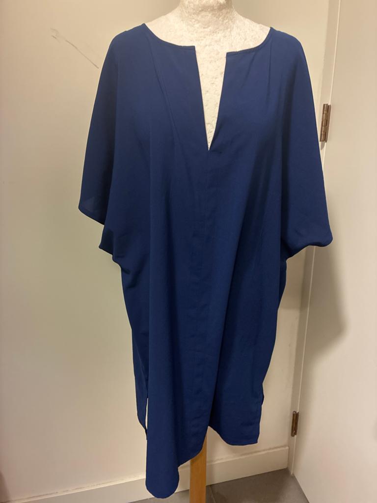 LaDress tuniek L blauw crêpe zgan, Ophalen of Verzenden, Zo goed als nieuw, Maat 42/44 (L), Blauw