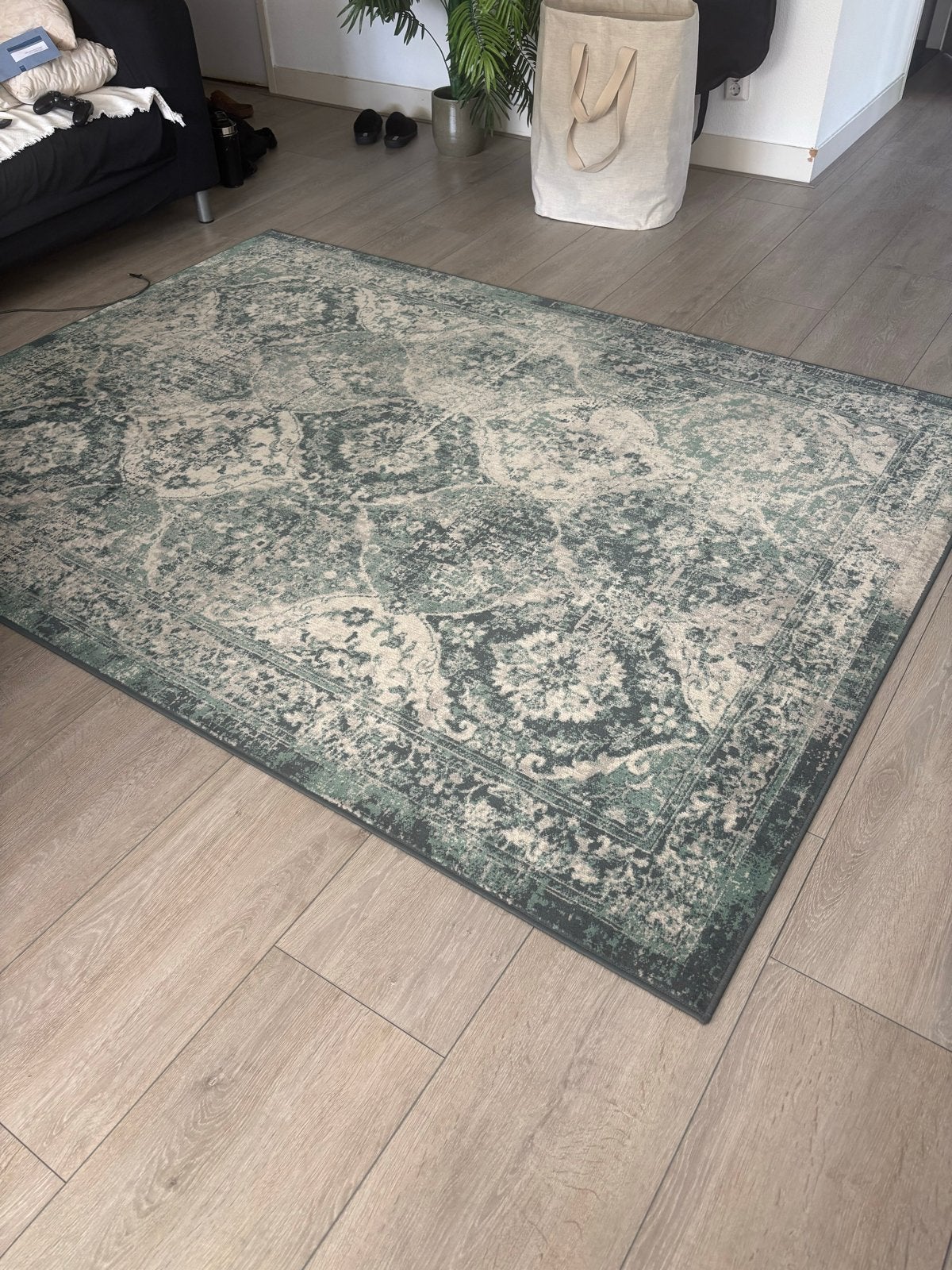 Vintage IKEA Vonsbäk Vloerkleed Groen, Ophalen, Gebruikt, 150 tot 200 cm, 200 cm of meer