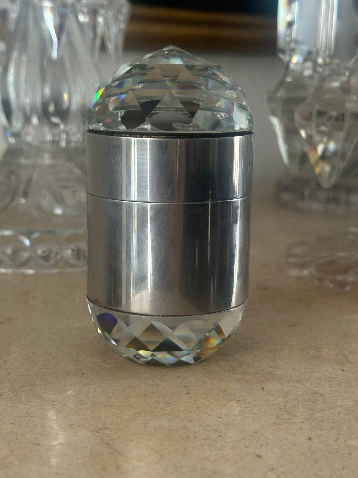 Jaren 80 swarovski bloklogo tafelaansteker vintage, Ophalen of Verzenden, Zo goed als nieuw