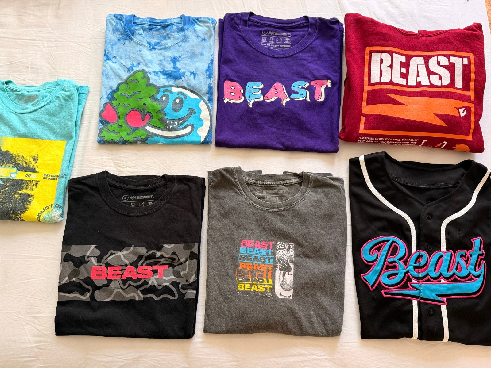 MrBeast Kledingpakket - Hoodies, T-shirts & Baseballshirt, Ophalen of Verzenden, Gedragen, Maat 48/50 (M), Rood