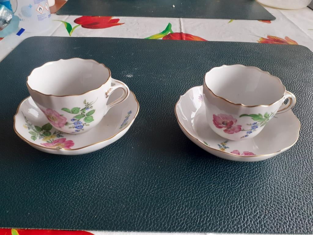 Meissen kop en schotel 2x, Ophalen of Verzenden