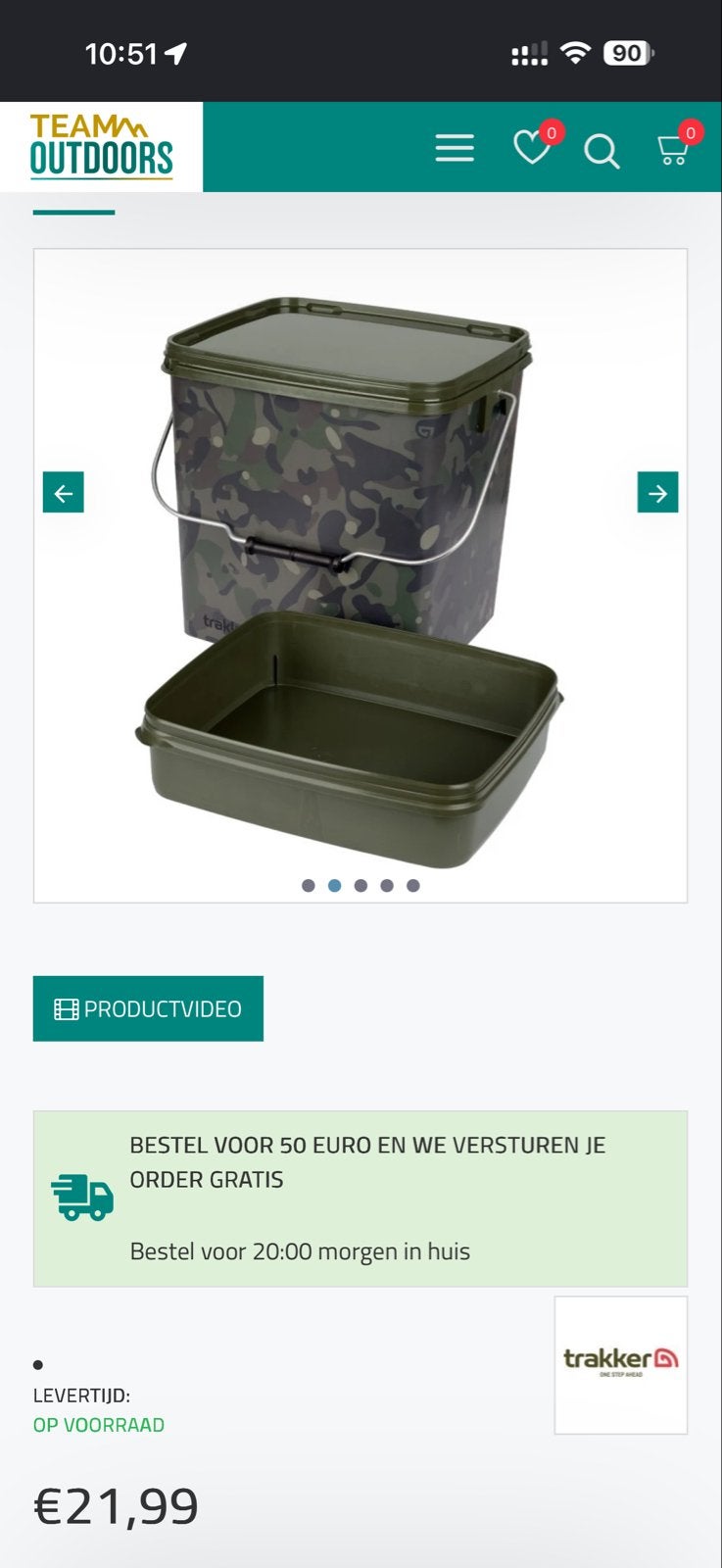 10x Trakker Camo Emmer 13L met Inlegtray - Nieuw!, Watersport en Boten, Ophalen of Verzenden, Nieuw, Overige typen