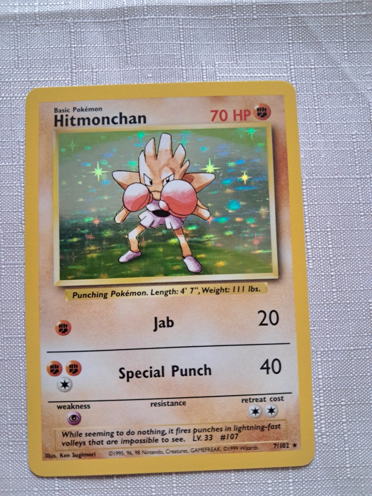 Pokemon holo kaart Hitmonchan, Ophalen, Zo goed als nieuw