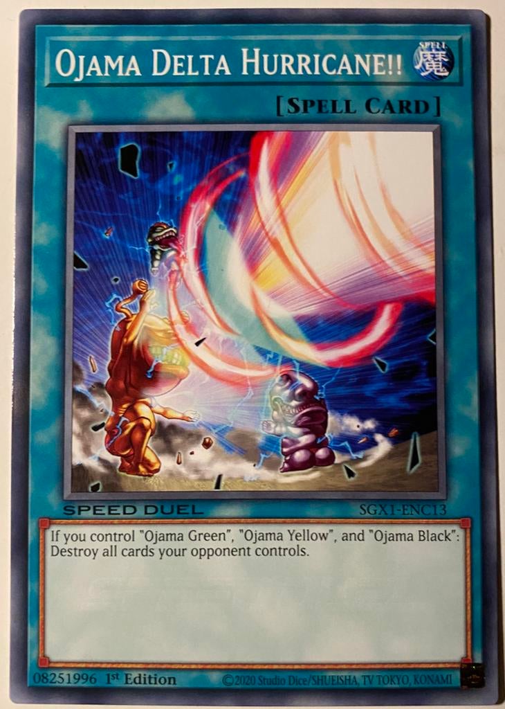 Yu-Gi-Oh! Ojama Delta Hurricane!! SGX1 1st Edition !, Ophalen of Verzenden, Zo goed als nieuw, Losse kaart
