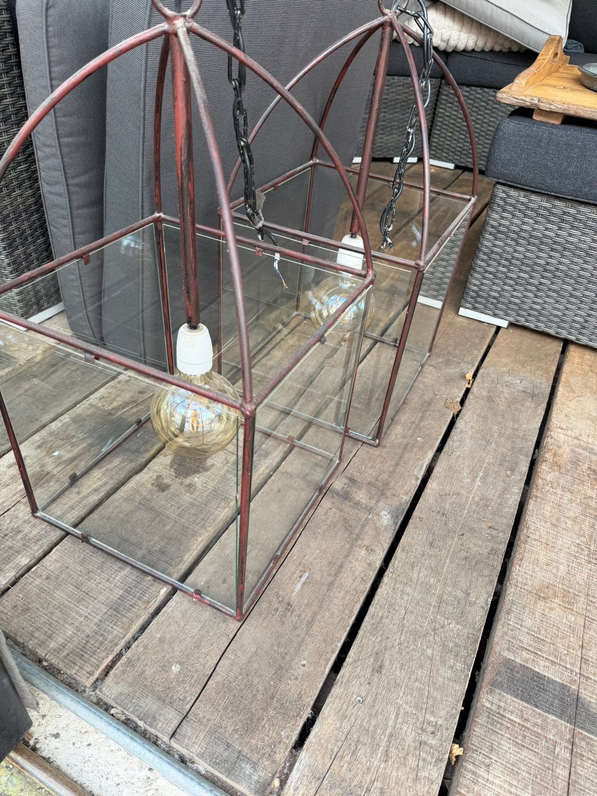 Oude stalen lampen, Ophalen, Zo goed als nieuw, Glas