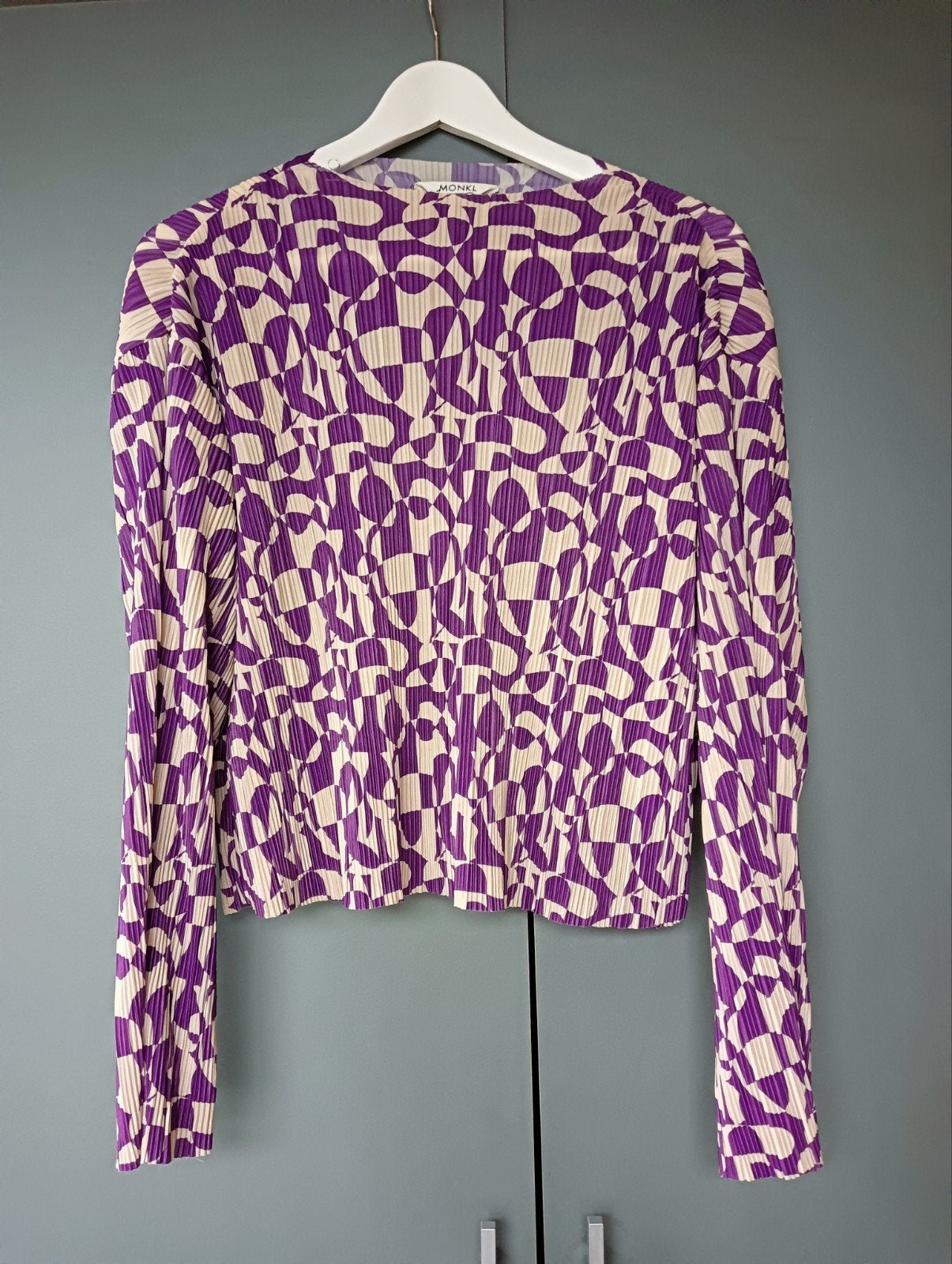 Korte wijde blouse met plooitjes mt S,paars/beige van Monki, Paars, Ophalen of Verzenden, Zo goed als nieuw, Monki