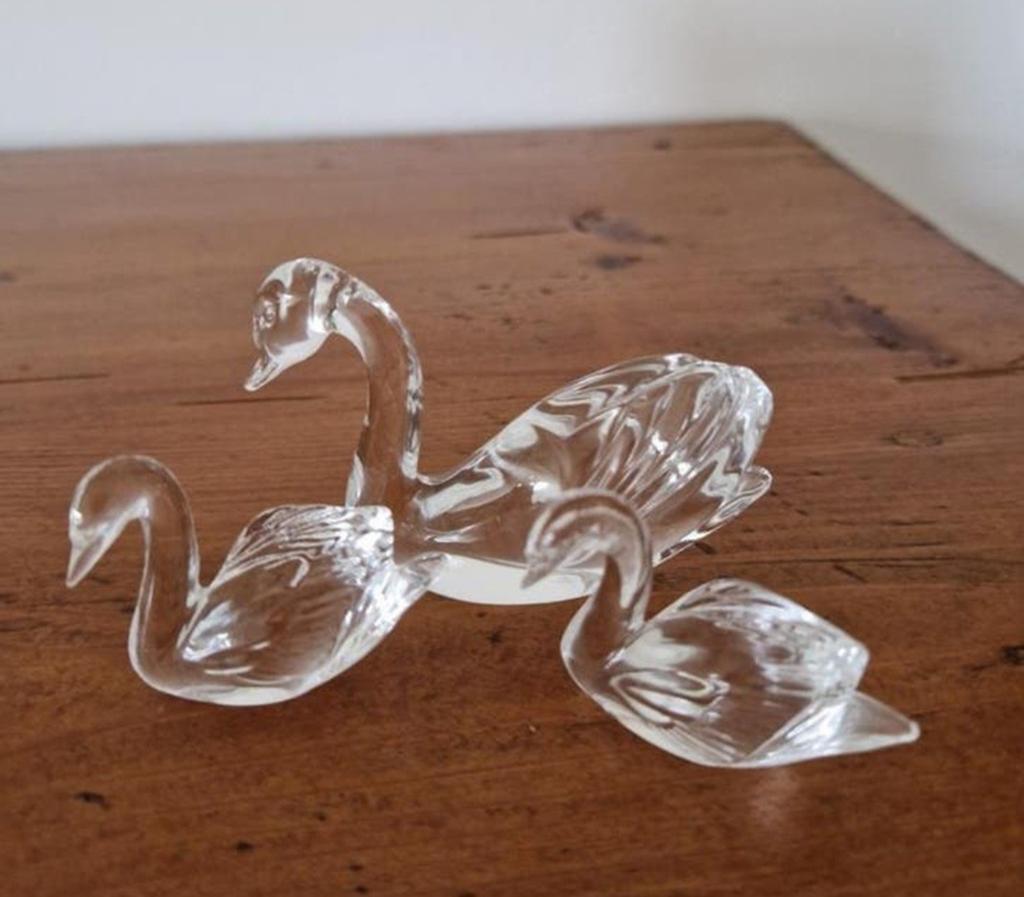 Set van 3 glazen zwanen, Antiek en Kunst, Antiek | Glas en Kristal, Ophalen of Verzenden