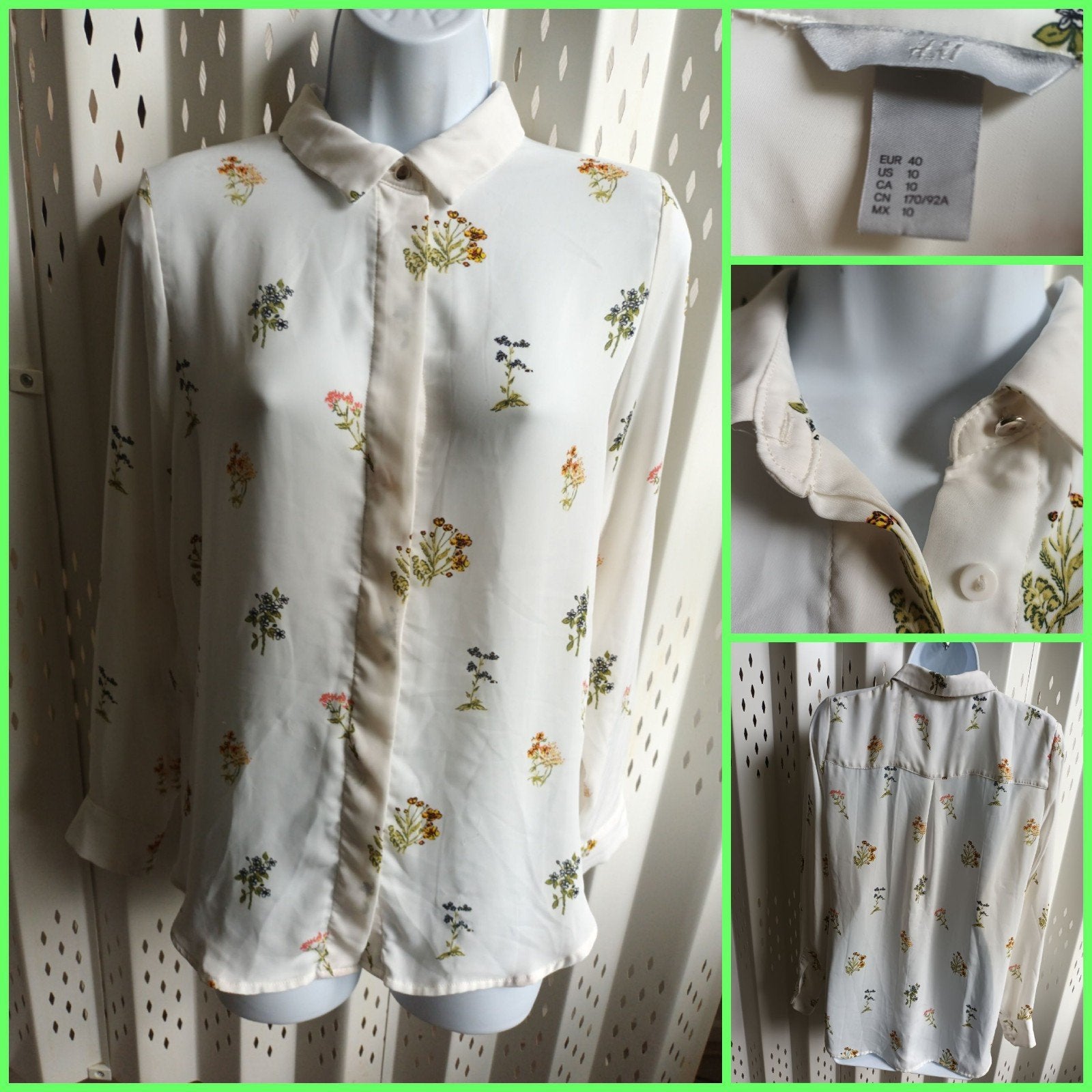 H&M Soft Beige Damesblouse met bloemenprint - Maat 40, Kleding | Dames, Maat 38/40 (M), H&M, Beige, Ophalen of Verzenden
