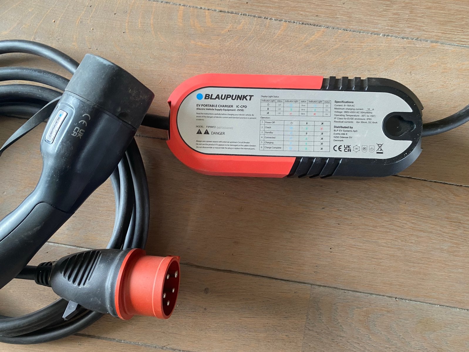 Blaupunkt mobiele ev lader 3 fase, Ophalen of Verzenden, Zo goed als nieuw, Laadkabel