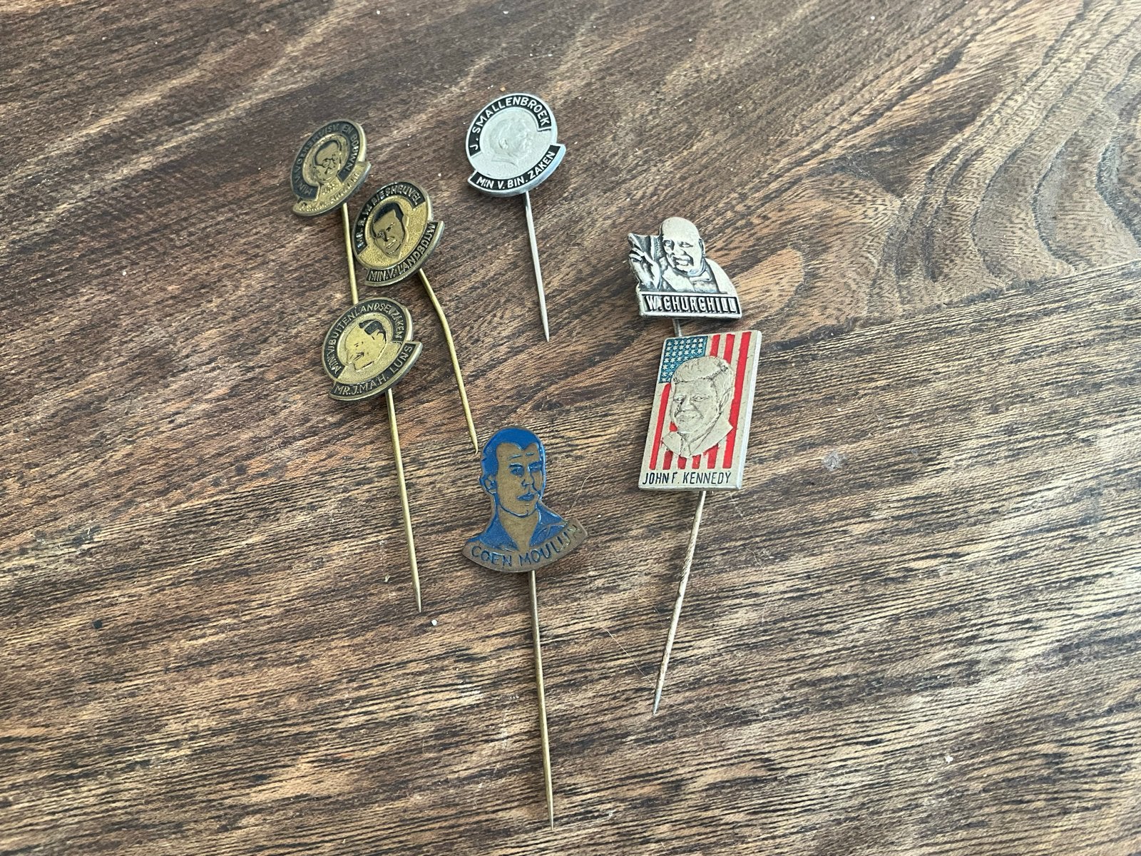 Vintage Speldjes Collectie: Churchill, Kennedy, en meer, Verzamelen, Ophalen of Verzenden, Gebruikt, Overige onderwerpen, Speldje of Pin