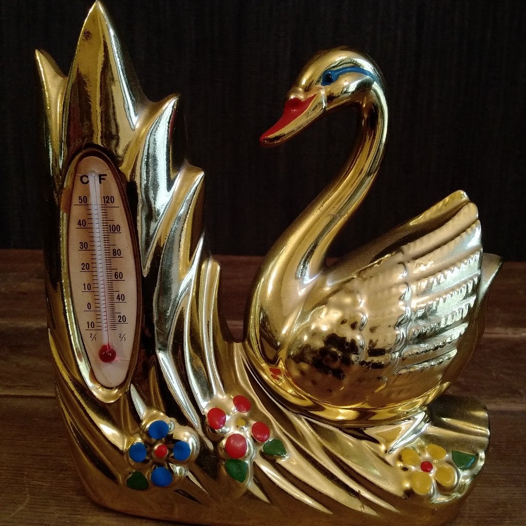 Vintage thermometer, vaasje zwaan, Verzenden