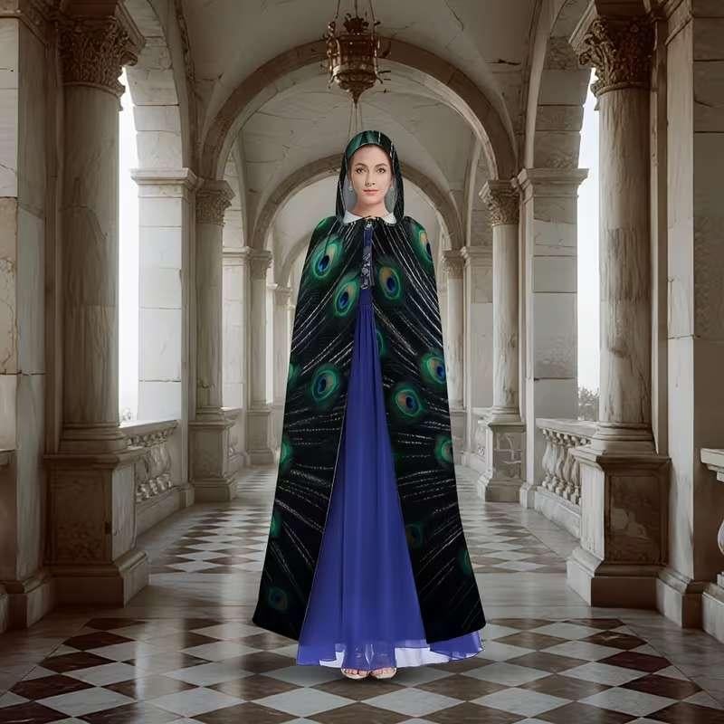 ZGAN Cape Pauw Pauwen Cape Pauwencape Mantel, Kleding | Dames, Maat 38/40 (M), Carnaval, Ophalen of Verzenden, Zo goed als nieuw