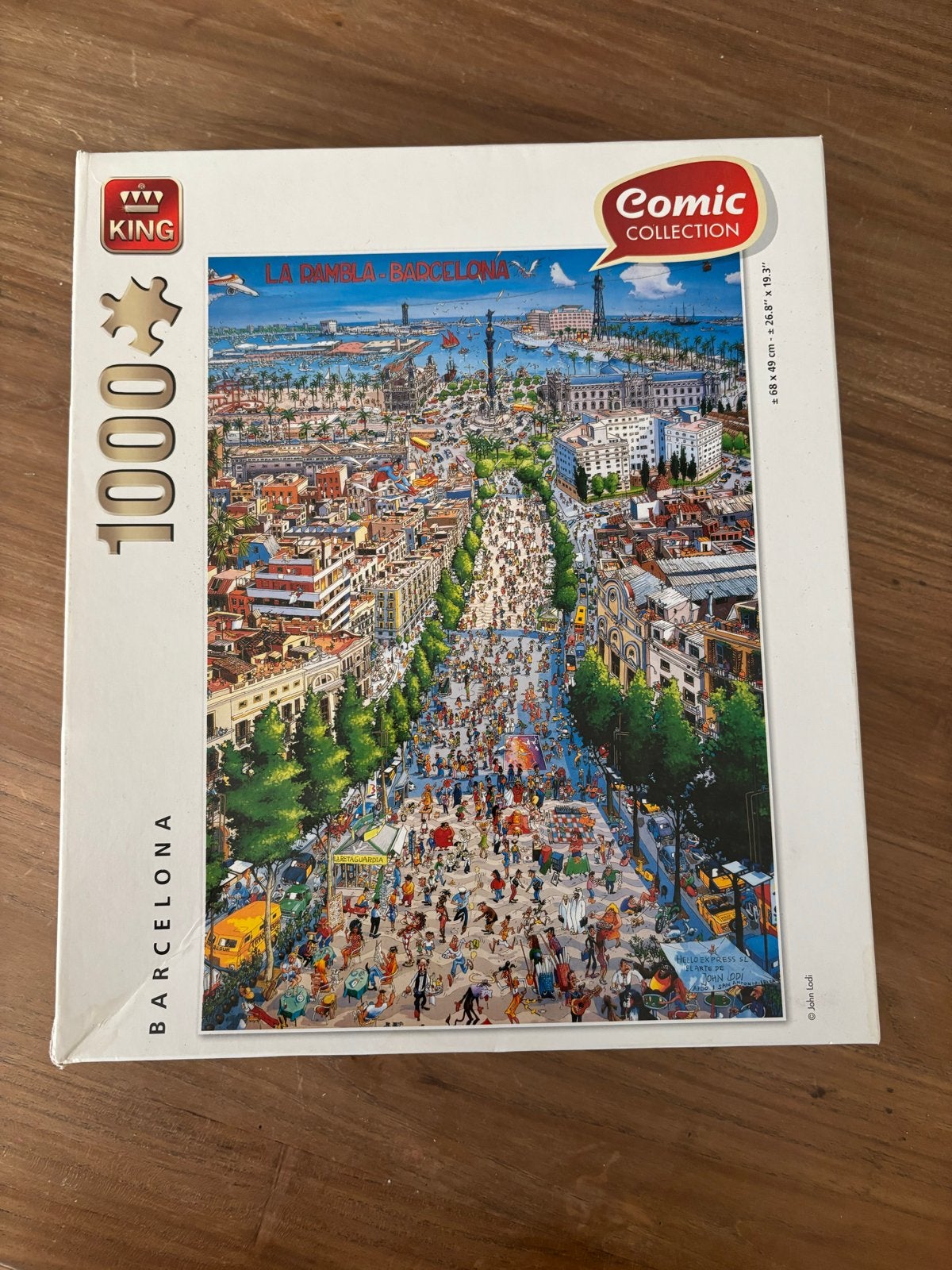 King Legpuzzel La Rambla Barcelona 1000 stukjes, Ophalen of Verzenden, 500 t/m 1500 stukjes, Gebruikt, Legpuzzel