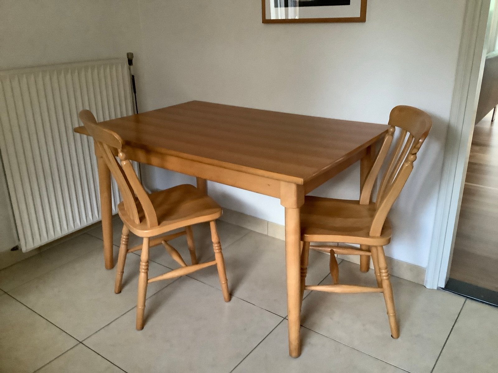 Beukenhouten keukentafel met 4 stoelen - Zeer goede staat, Ophalen, 100 tot 150 cm, 50 tot 100 cm, Zo goed als nieuw
