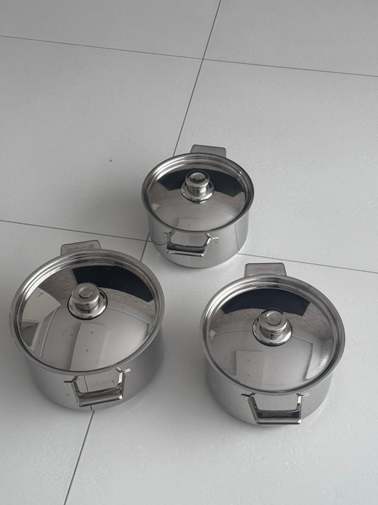 SimTronic Pannenset - Kookpannen met Deksel, Inductieplaat, Pannenset, Ophalen of Verzenden, Zo goed als nieuw
