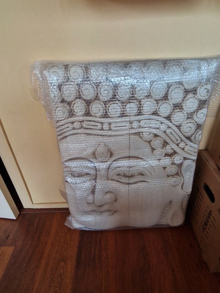 Een Boeddha schilderij met reliëf nog in bubbelfolie, Huis en Inrichting, Ophalen of Verzenden, Nieuw, Hout, Houtsnijwerk