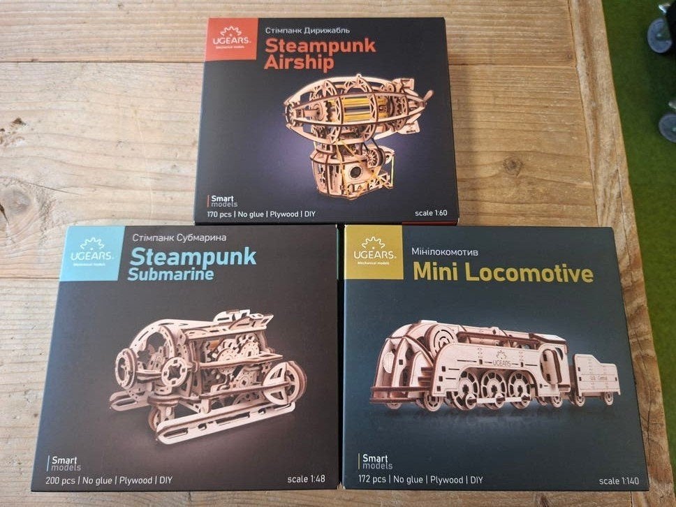 Laagste prijs: 3x Ugears Mini houten bouwpakket, Overige merken, 1:50 of kleiner, Overige typen, Nieuw