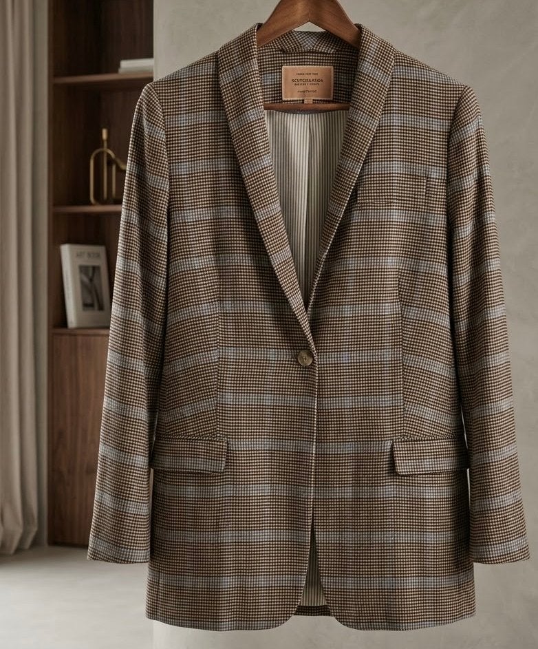 Scotch & Soda Blazer - Geruit met Blauwe Accent, Bruin, Verzenden, Zo goed als nieuw, Jasje