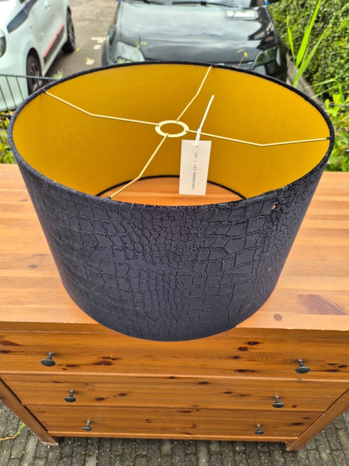 Gloednieuwe Loods 5 lampenkap - Croco print, Huis en Inrichting, Lampen | Lampenkappen, Ophalen, Nieuw, Zwart, Rond
