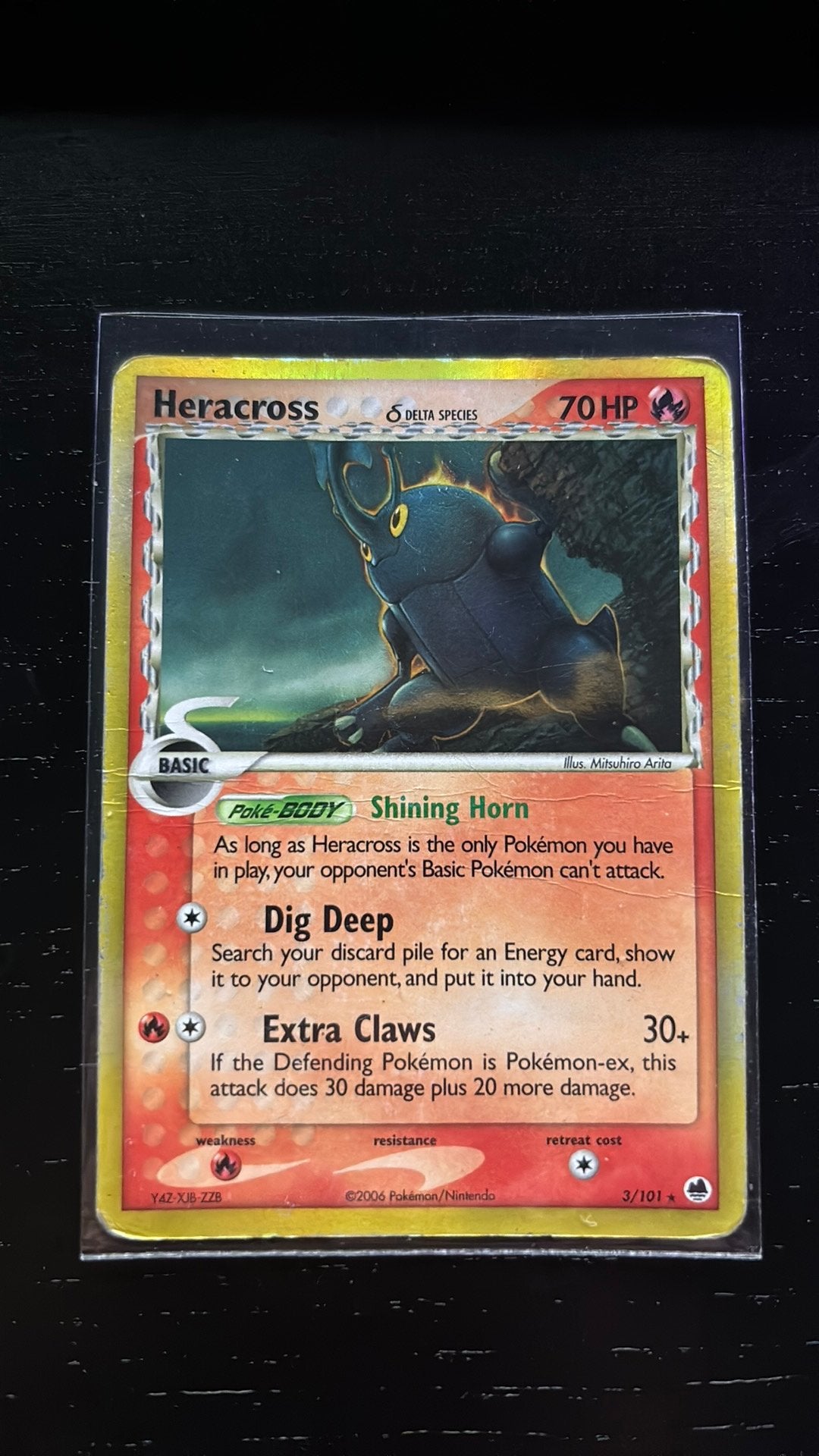 Heracross 3/101 - Pokemon Delta Species Dragon Frontiers, Ophalen of Verzenden, Gebruikt, Losse kaart, Foil