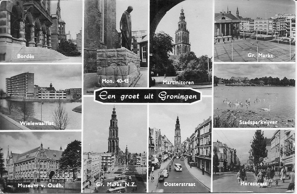 Ansichtkaart Groningen - Diverse stadsgezichten, Ophalen of Verzenden, 1960 tot 1980, Gelopen, Groningen