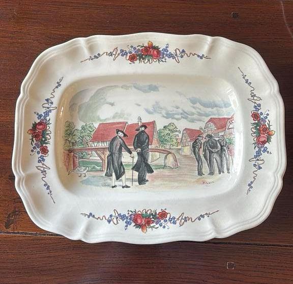 Vintage Sarreguemines Obernai aardewerk serveerschaal, Ophalen