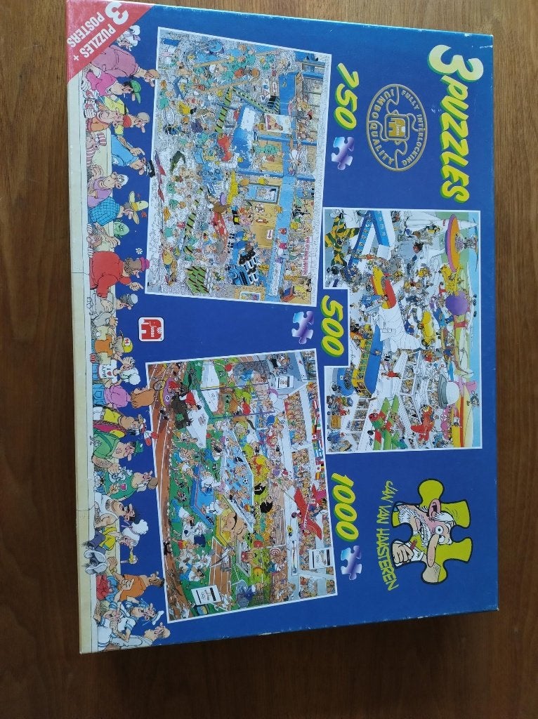 Jan van Haasteren 3 puzzels in 1 3-in-1 500 750 1000 stukjes, Ophalen of Verzenden, 500 t/m 1500 stukjes, Zo goed als nieuw