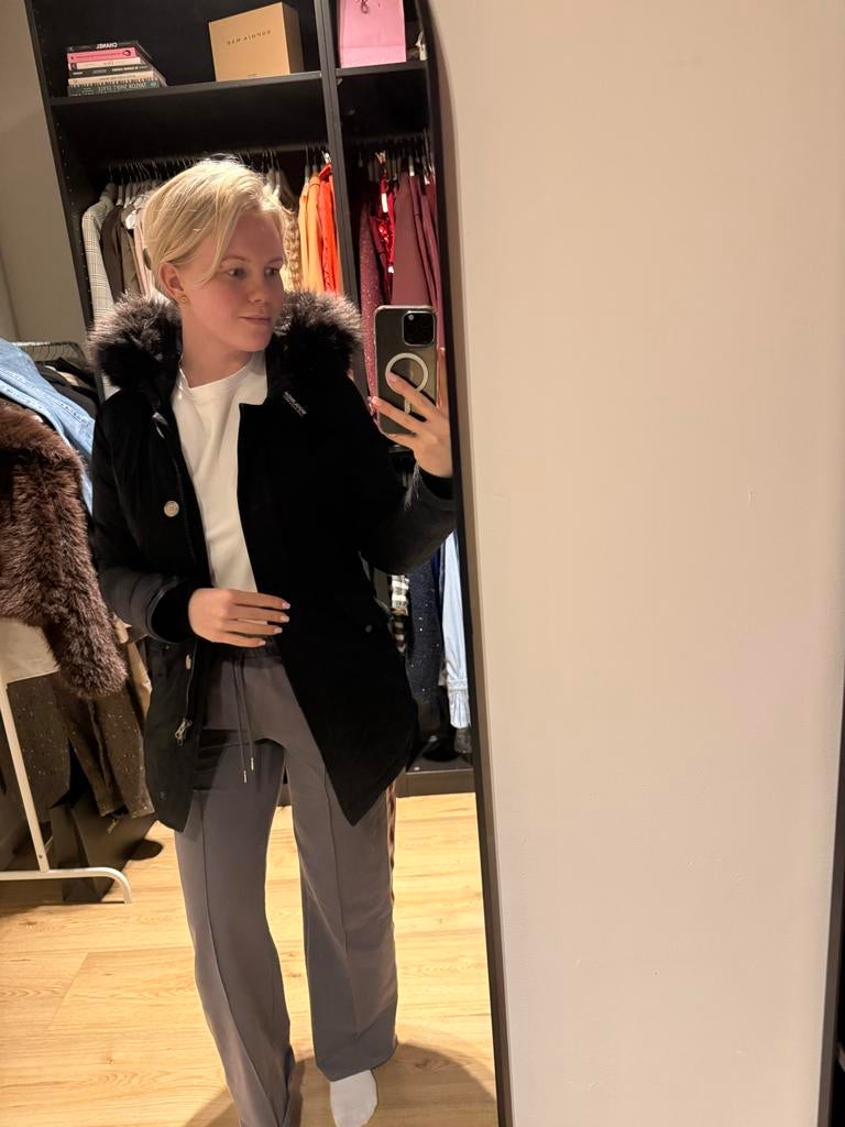 Woolrich jas zwart maat S, Ophalen of Verzenden, Gedragen, Maat 36 (S), Zwart