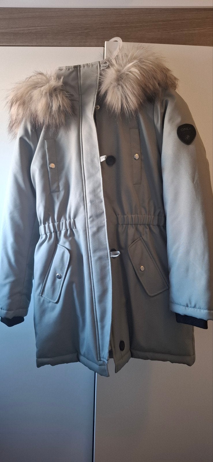 ONLY winterjas maat S lichtgroen met bontkraag, Ophalen of Verzenden, Maat 36 (S), Groen, ONLY