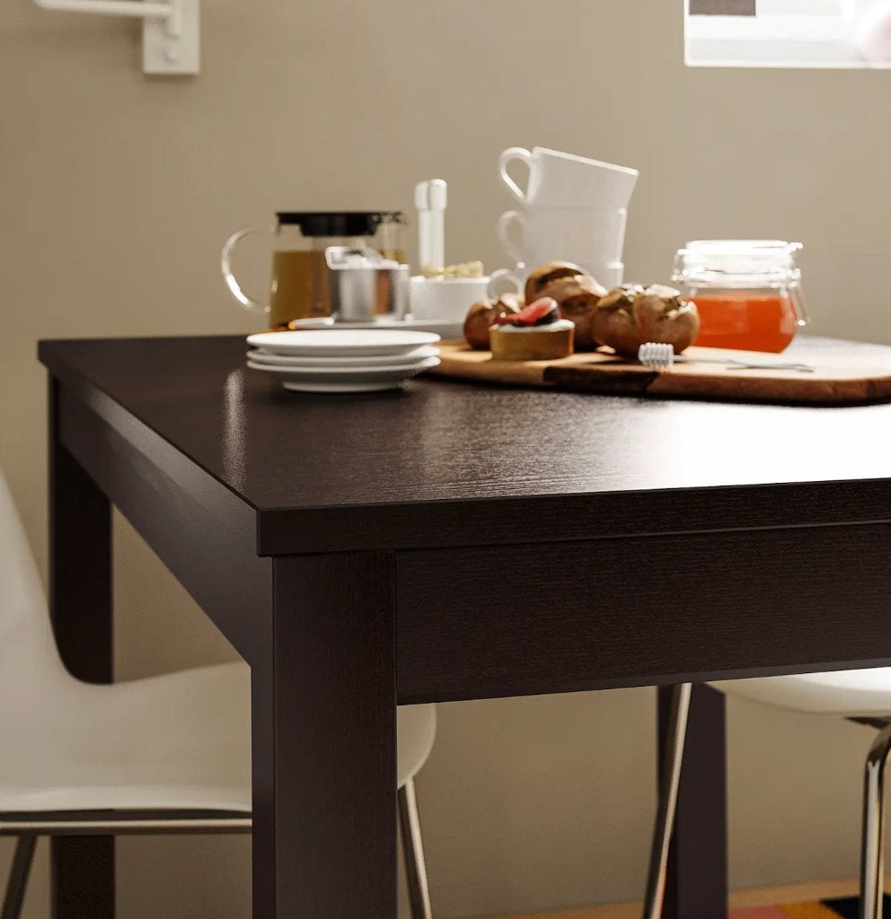 IKEA LANEBERG extendable dining table black, Ophalen, Overige materialen, Gebruikt, 100 tot 150 cm