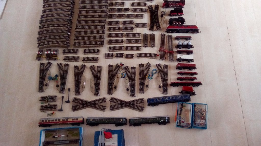 Marklin groot set 1 locomotiefen,wagons,rails, Wisselstroom, Gebruikt, Analoog, Rails