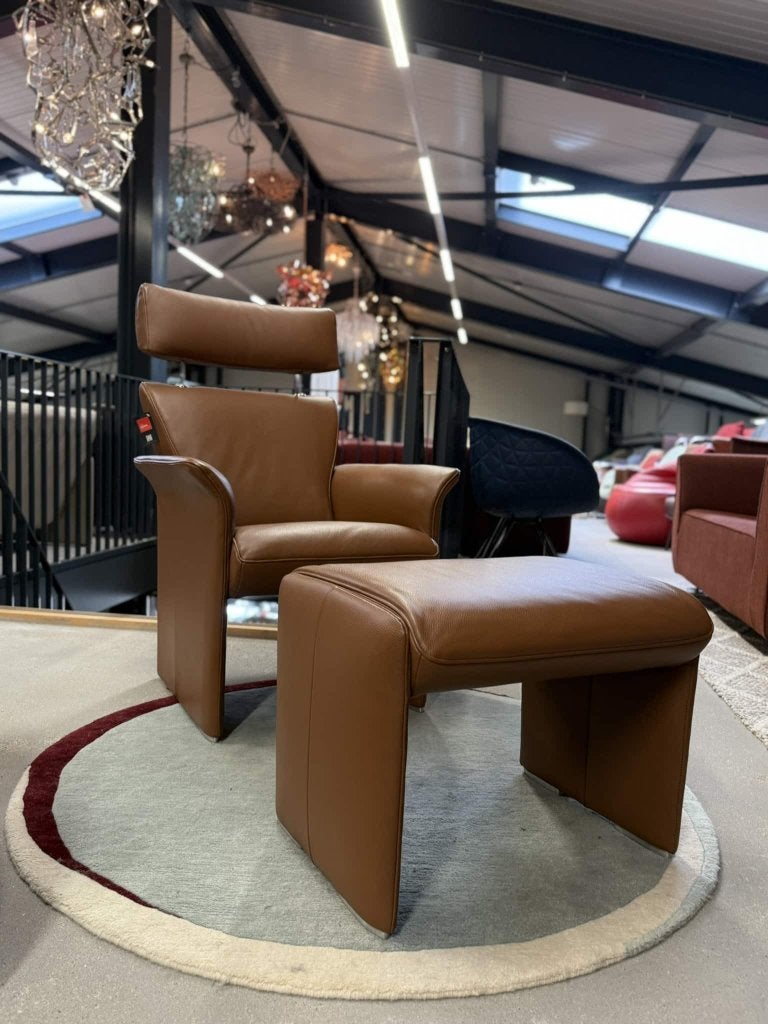 Nieuw Jori Aqua Fauteuil bruin leer Design stoel hoofdsteun, Jori, Nieuw, Ophalen of Verzenden, 50 tot 75 cm