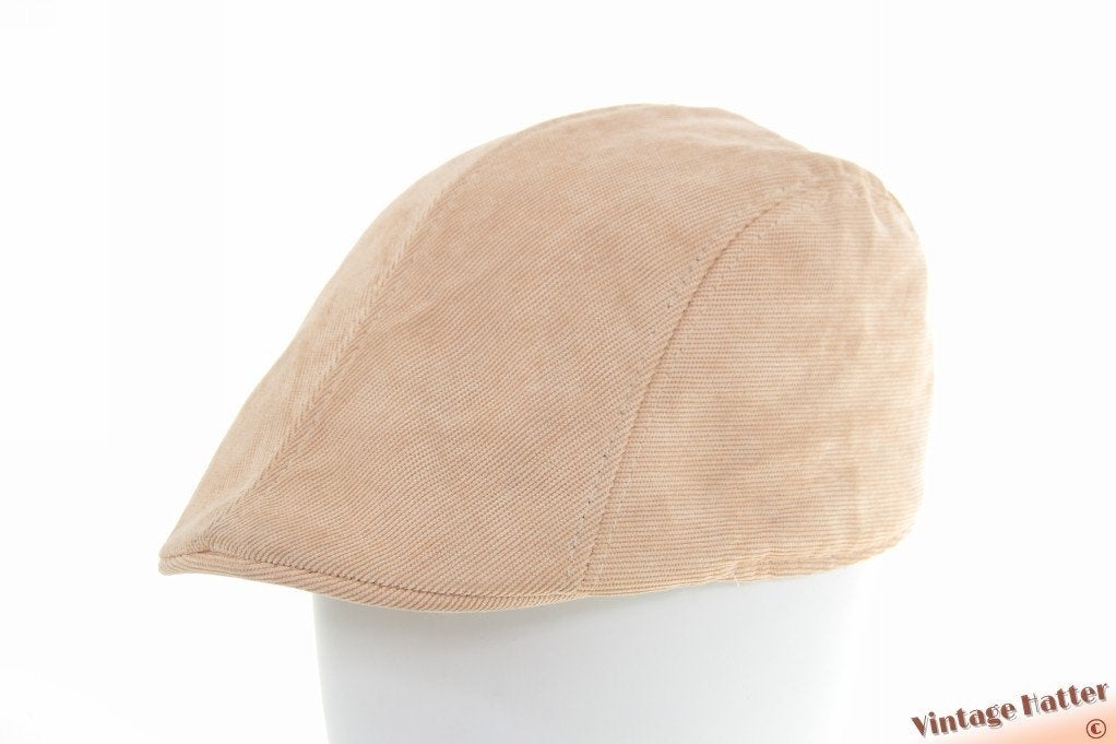 Vintage flatcap Voorgevormde pet beige smal ribfluweel 57, Ophalen of Verzenden, Zo goed als nieuw, 57 cm (M, 7⅛ inch) of minder
