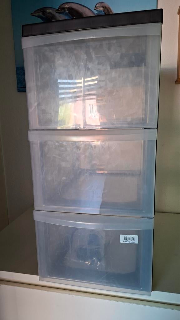 Handige plastic ladekast met 3 laden en wieltjes, Ophalen, Gebruikt, 3 of 4 laden, Minder dan 100 cm