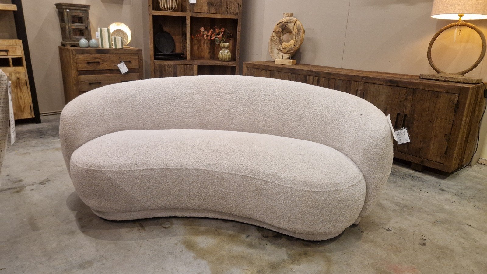 Halfronde bank |moderne japandi bank | crème beige licht, Ophalen, Japandi, 150 tot 200 cm, Nieuw