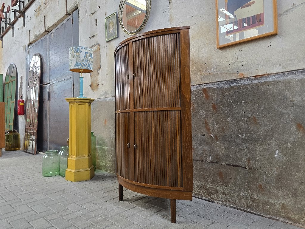 Deens Design Hoekkast | Mid Century Hoek Kast Donker Beuken, 100 tot 150 cm, Grenenhout, Ophalen of Verzenden, Minder dan 150 cm