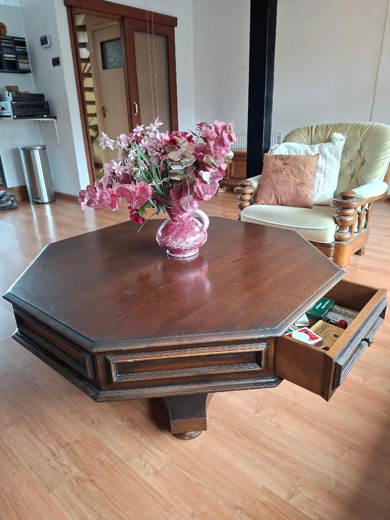 Salontafel donker eiken, Huis en Inrichting, Tafels | Salontafels, Ophalen, Gebruikt, 100 tot 150 cm, Eikenhout