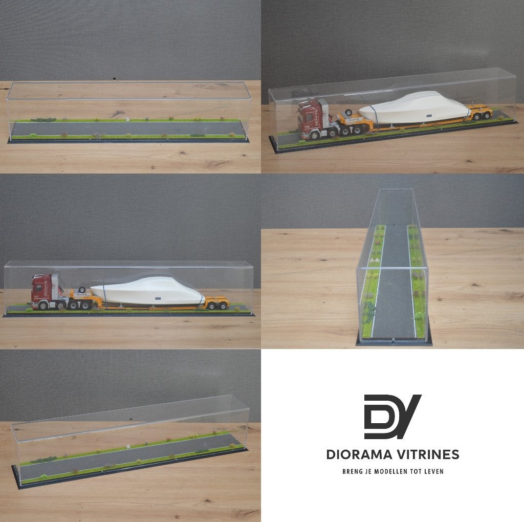 Dioramavitrine lzv, Asfalt (57x9x11cm), Ophalen of Verzenden, Bus of Vrachtwagen