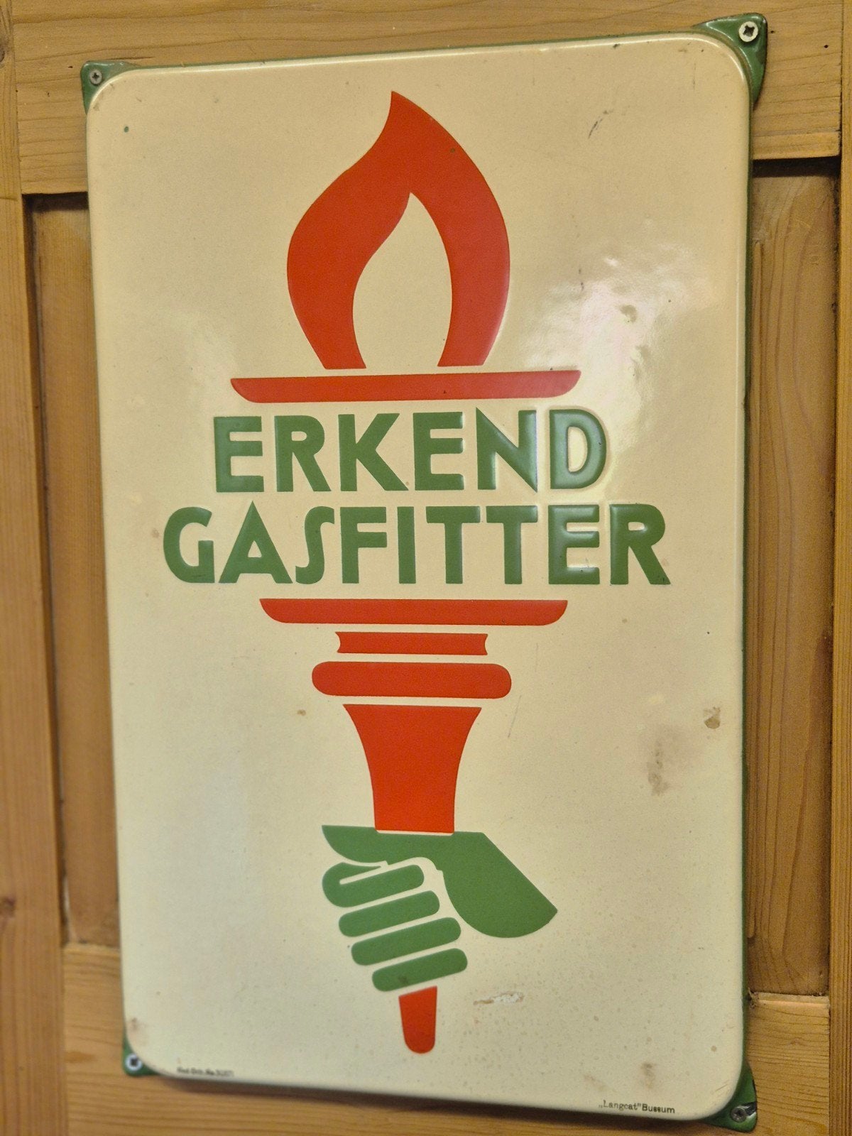 Emaille reclamebord Erkend Gasfilter, Verzamelen, Ophalen of Verzenden, Gebruikt, Reclamebord